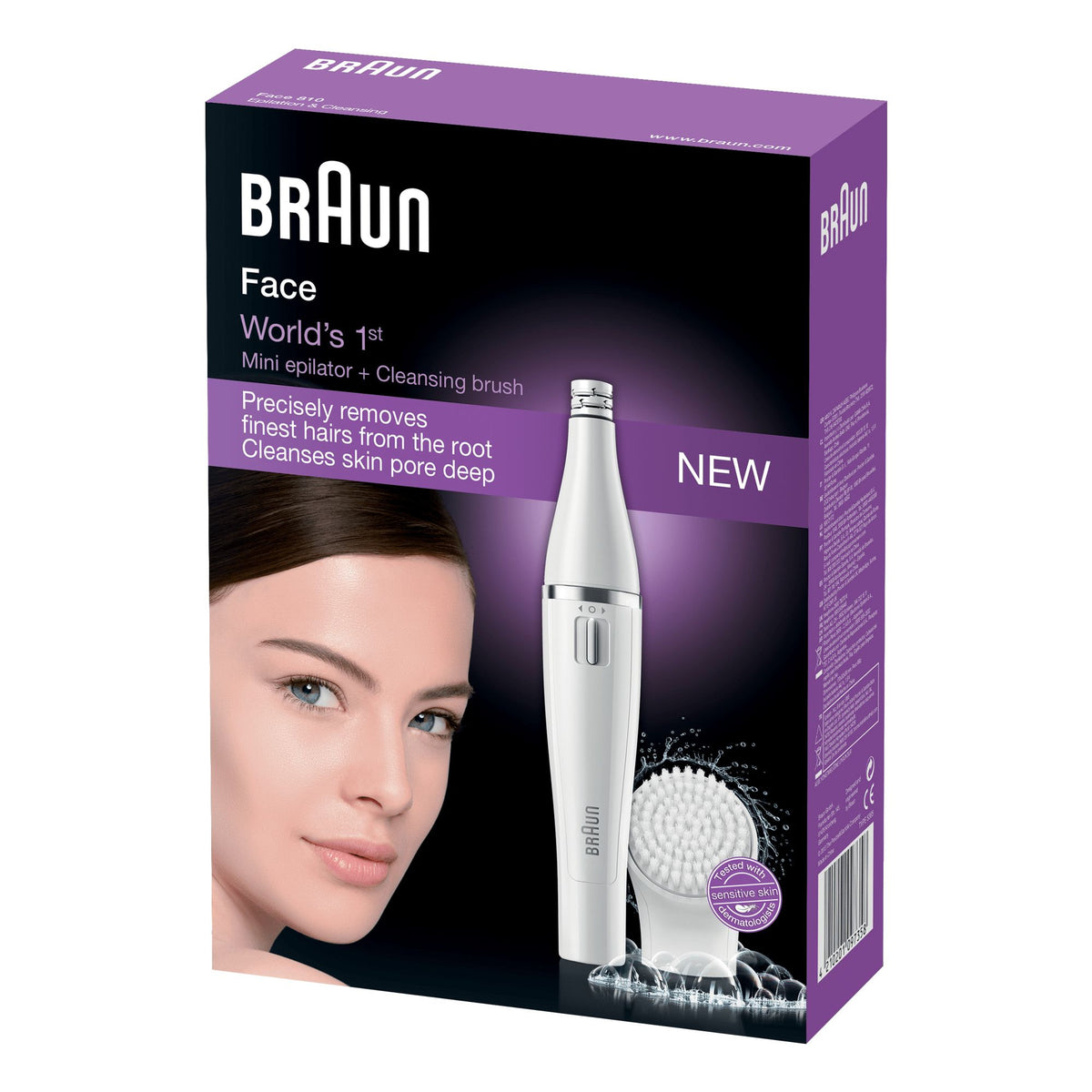 Braun FaceSpa 810 Épilateur Électrique Femme Visage et Épilation, Brosse Nettoyante, Pour Épilation et Nettoyage Du Visage