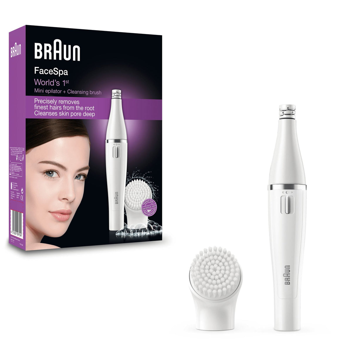 Braun FaceSpa 810 Épilateur Électrique Femme Visage et Épilation, Brosse Nettoyante, Pour Épilation et Nettoyage Du Visage