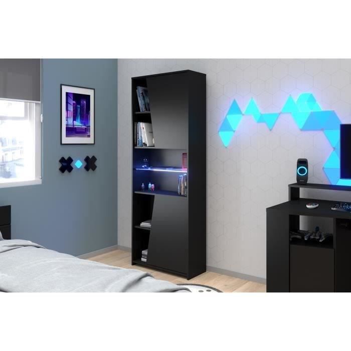 Ensemble bureau gamer et bibliotheque PARISOT - DÈcor noir
