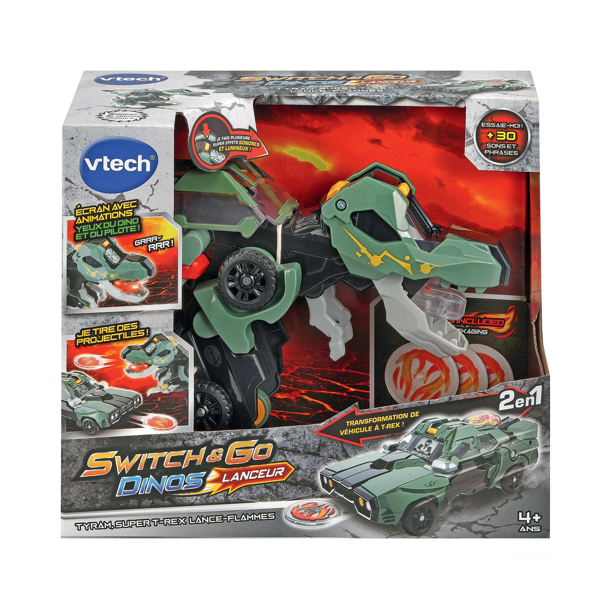VTECH - Switch & Go Dinos Lanceur - Tyram, Super T-Rex Lance Flammes