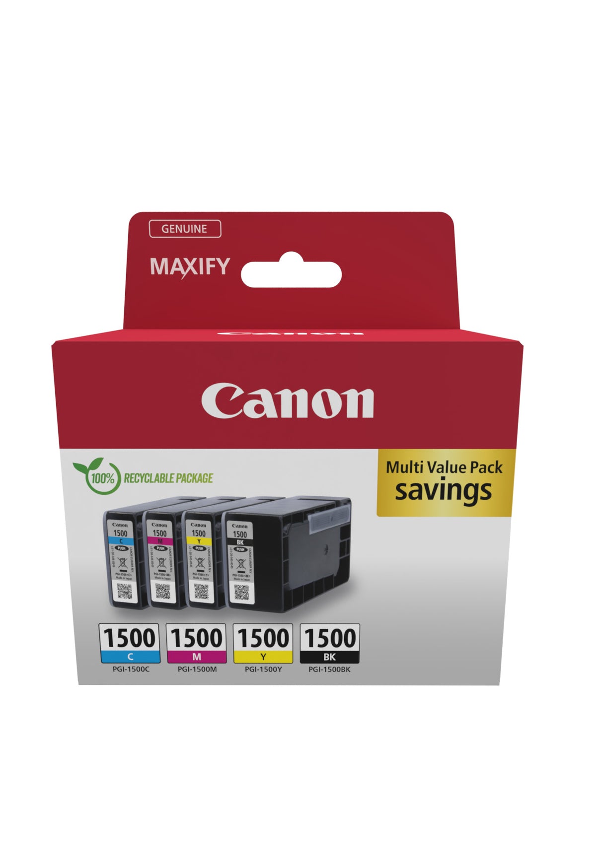 Multipack cartouches d'encre - CANON - PGI-1500 Noir/Cyan/Magenta/Jaune