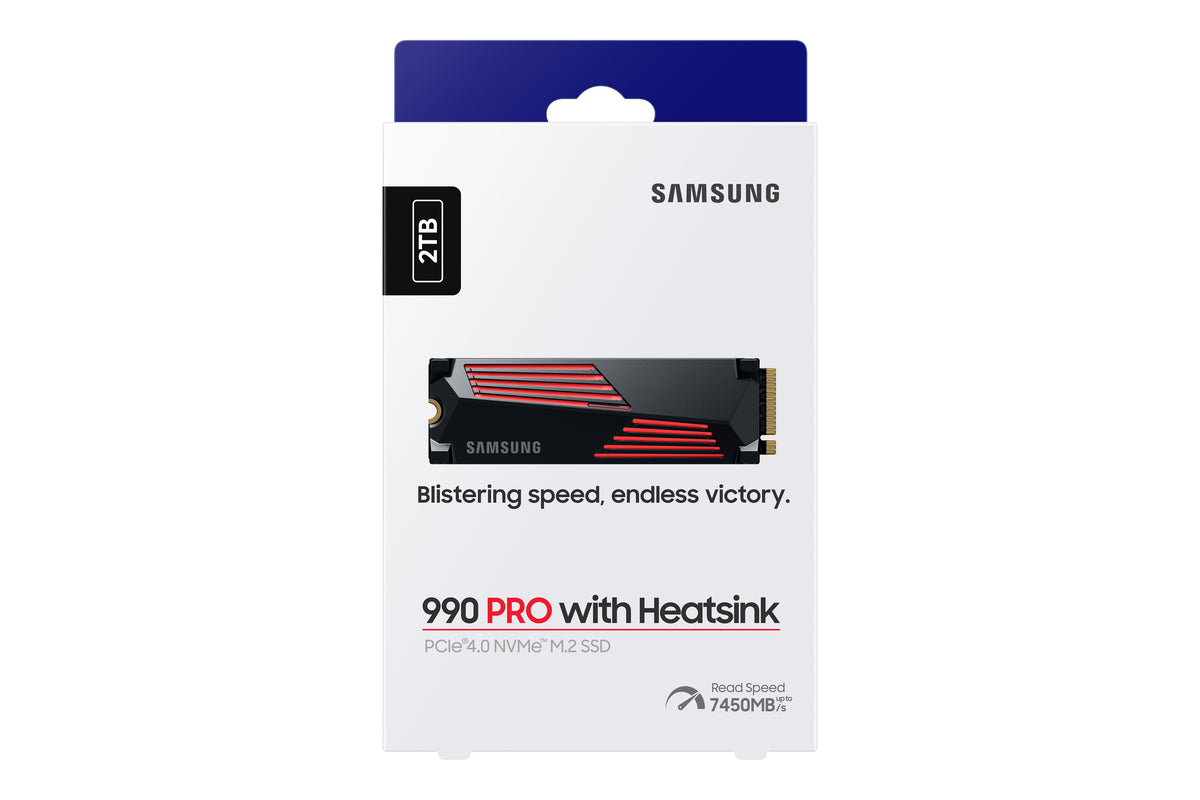 SAMSUNG - 990 PRO avec dissipateur- SSD Interne - 2 To - NVMe M.2 PCIe 4.0x4 - Vitesse lecture jusqu'a 7 450 Mo/s