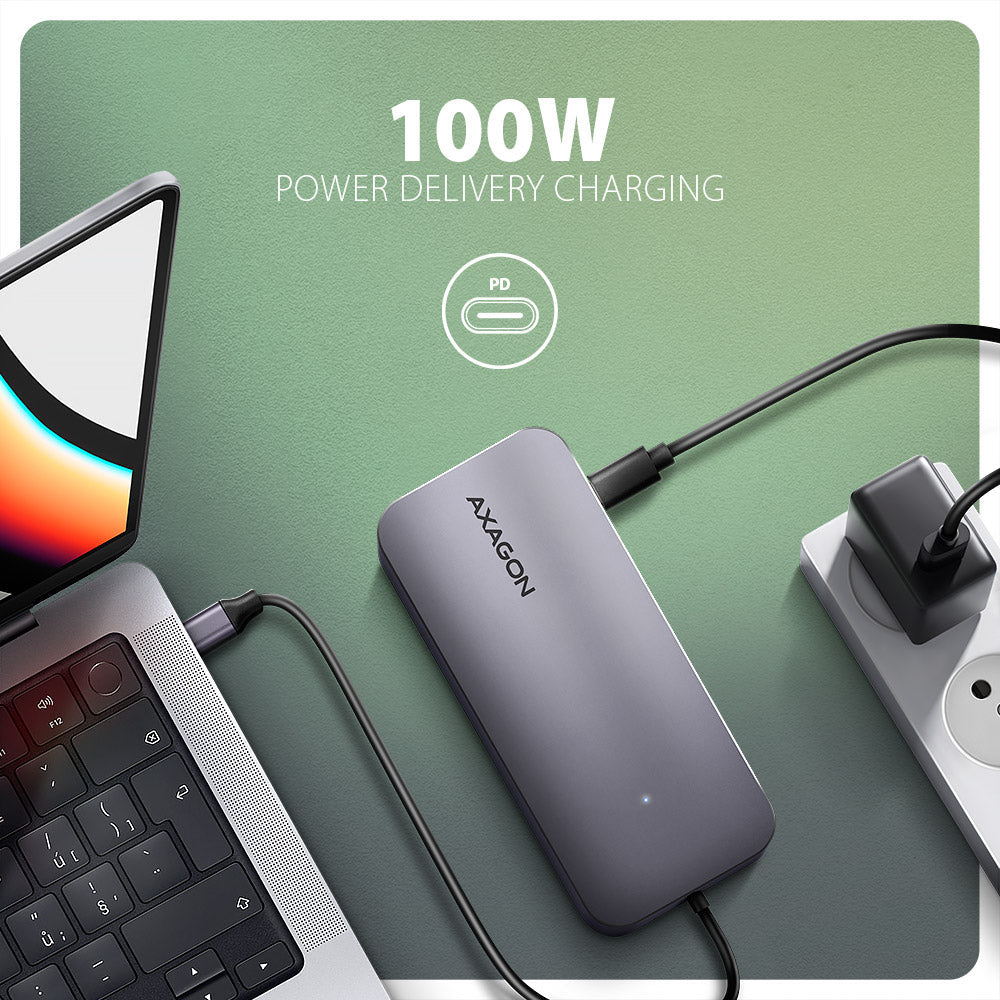 Station d'accueil portable USB-C 3.2 Axagon HMC-6GM2 avec lecteur SSD (Gris)