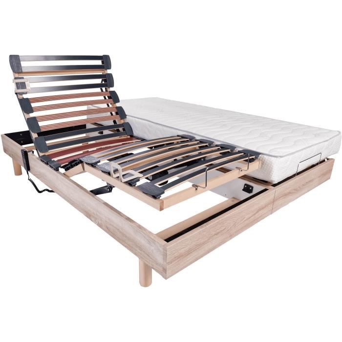 Ensemble relaxation matelas + sommiers Èlectriques 2x80x200cm - Mousse - Ferme - EQUINOXE Fabrication franÁaise