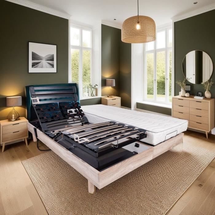 Ensemble relaxation matelas + sommiers Èlectriques 2x80x200cm - Mousse - Ferme - ECLIPSE Fabrication franÁaise