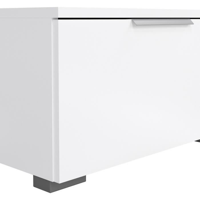 Meuble TV - MATCH - Blanc laqué brillant - 2 tiroirs, une niche - 172,7 x 39,9 x 33,1 cm