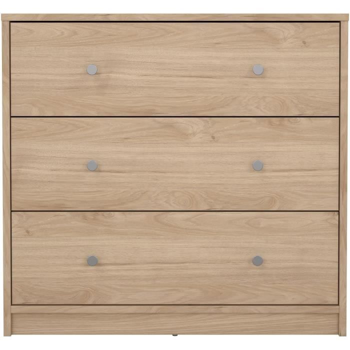 Commode OREGON 3 Tiroirs - Décor chene - L 72 x P 30 x H 68 cm