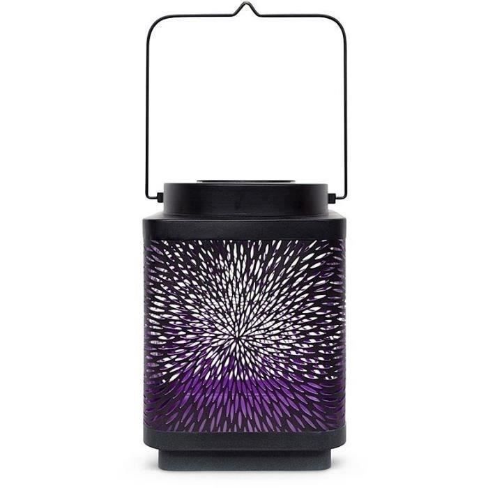 Lanterne solaire - GARDEN ID Attract - Mauve 16 x 16 h23 cm - 6 a 8h autonomie - Mobile - Bouton on/off.