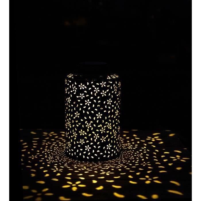 Lanterne solaire - GARDEN ID Dubai - 25 x 41 cm - Autonomie 6-8h - Interrupteur - Poignée robuste-pile rechargeable.