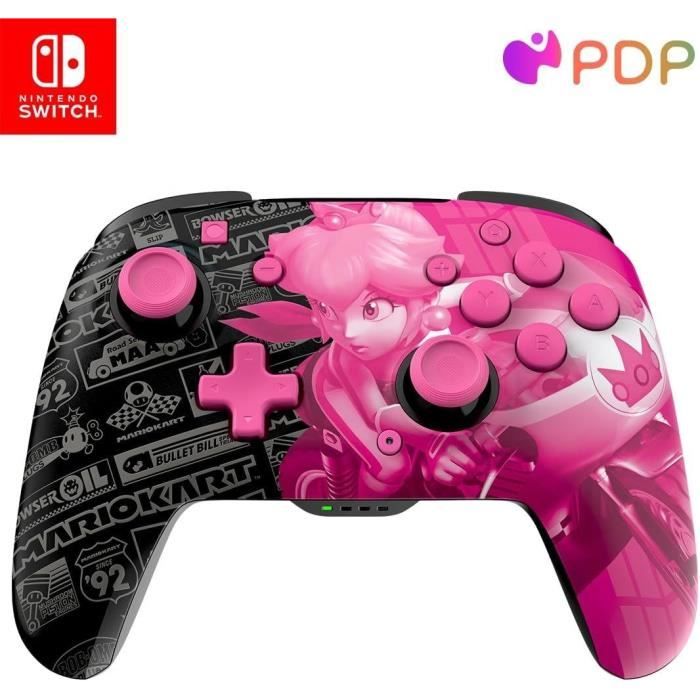 Manette filaire - PDP - Super Mario Rematch - Nintendo Switch - Câble 3 m - Glow Grand Prix Peach
