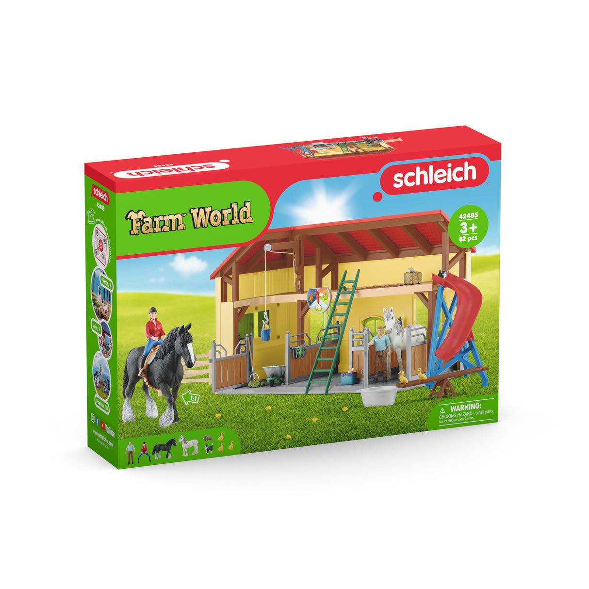 Écurie avec boxes et animaux, coffret de 82 pieces avec chevaux, Schleich 42485 Farm World, Des 4 ans