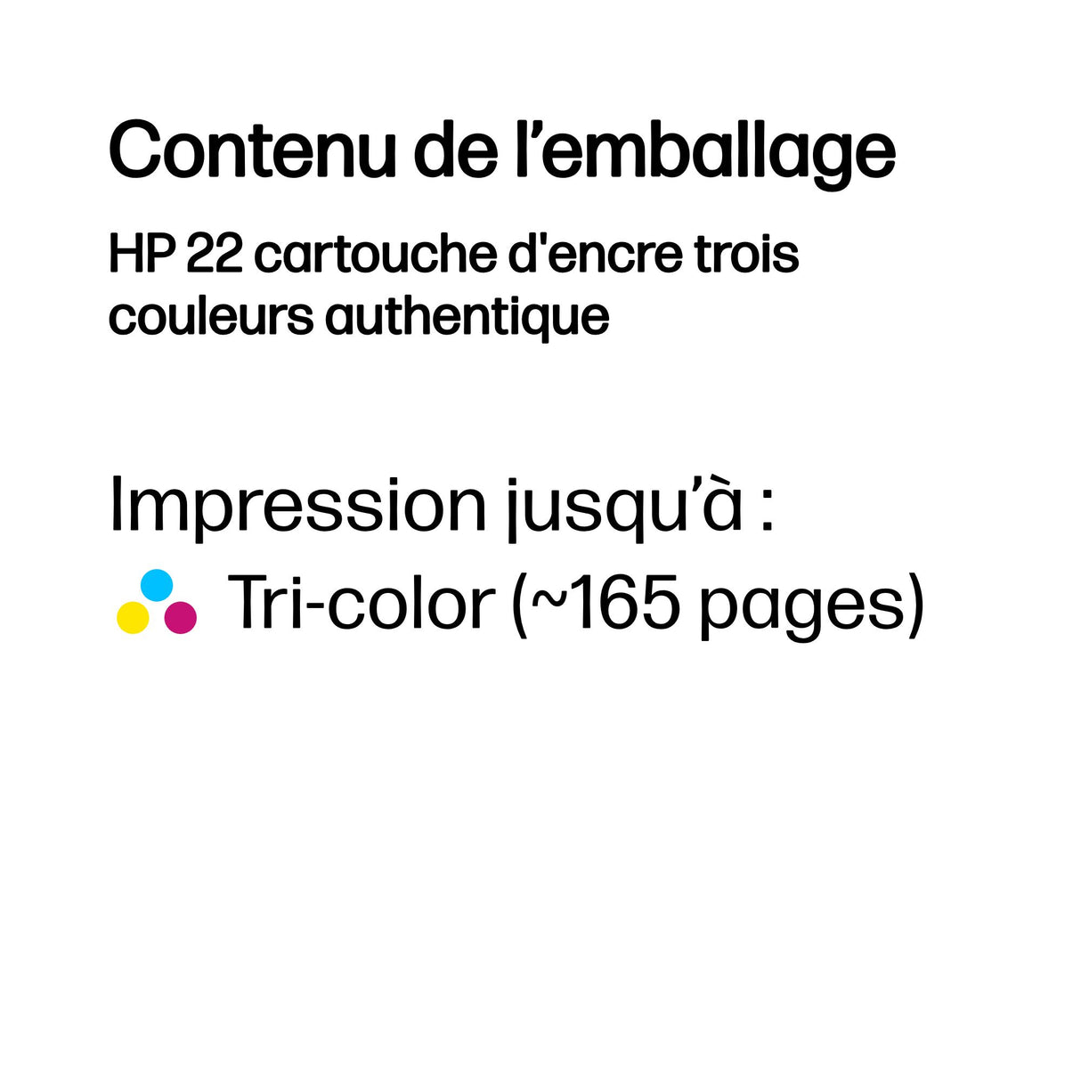 HP 22 Cartouche d'encre trois couleurs authentique (C9352AE) pour HP DeskJet F380/D1530/D2460/F2180/F4100, OfficeJet 4300/5600