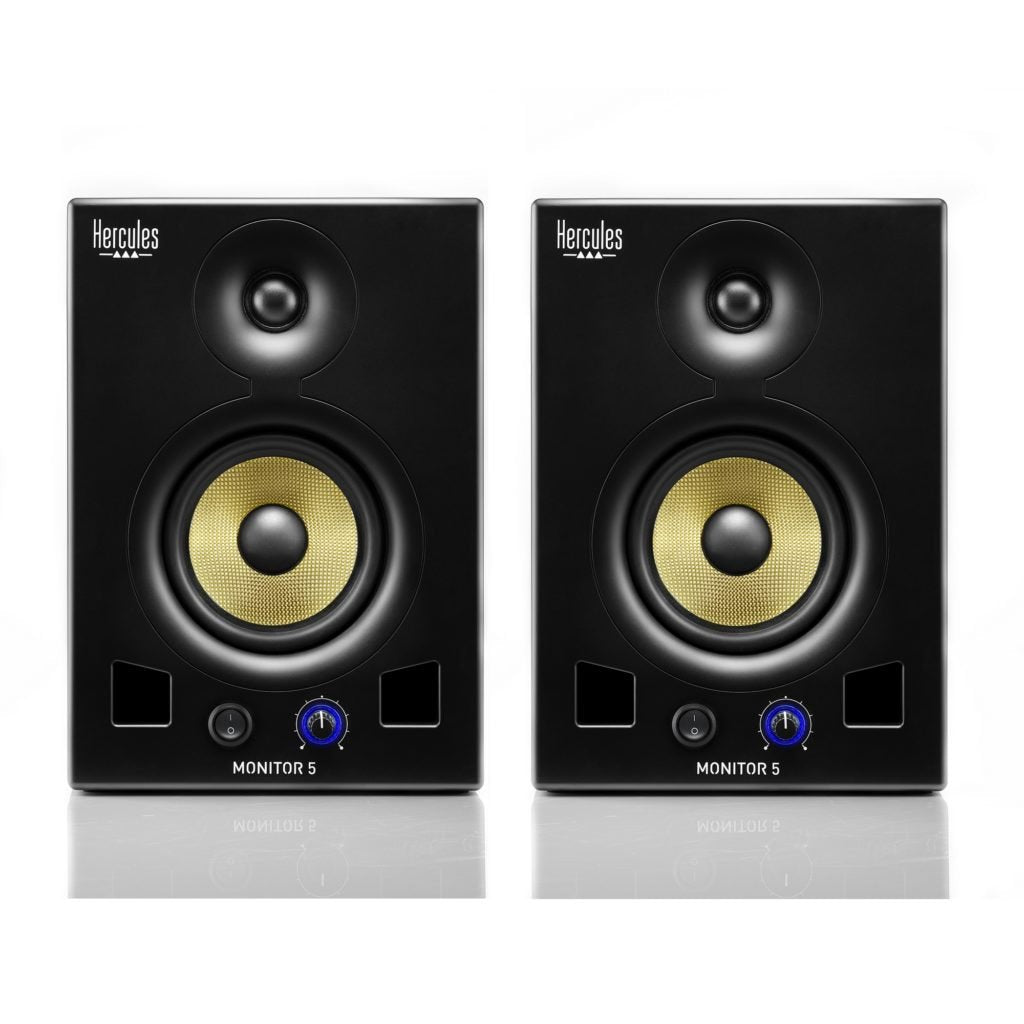 HERCULES MONITOR 5 - Paire d'enceintes actives de monitoring bi-amplifiée - 2 x 80 Watts - Haut-parleurs 5''