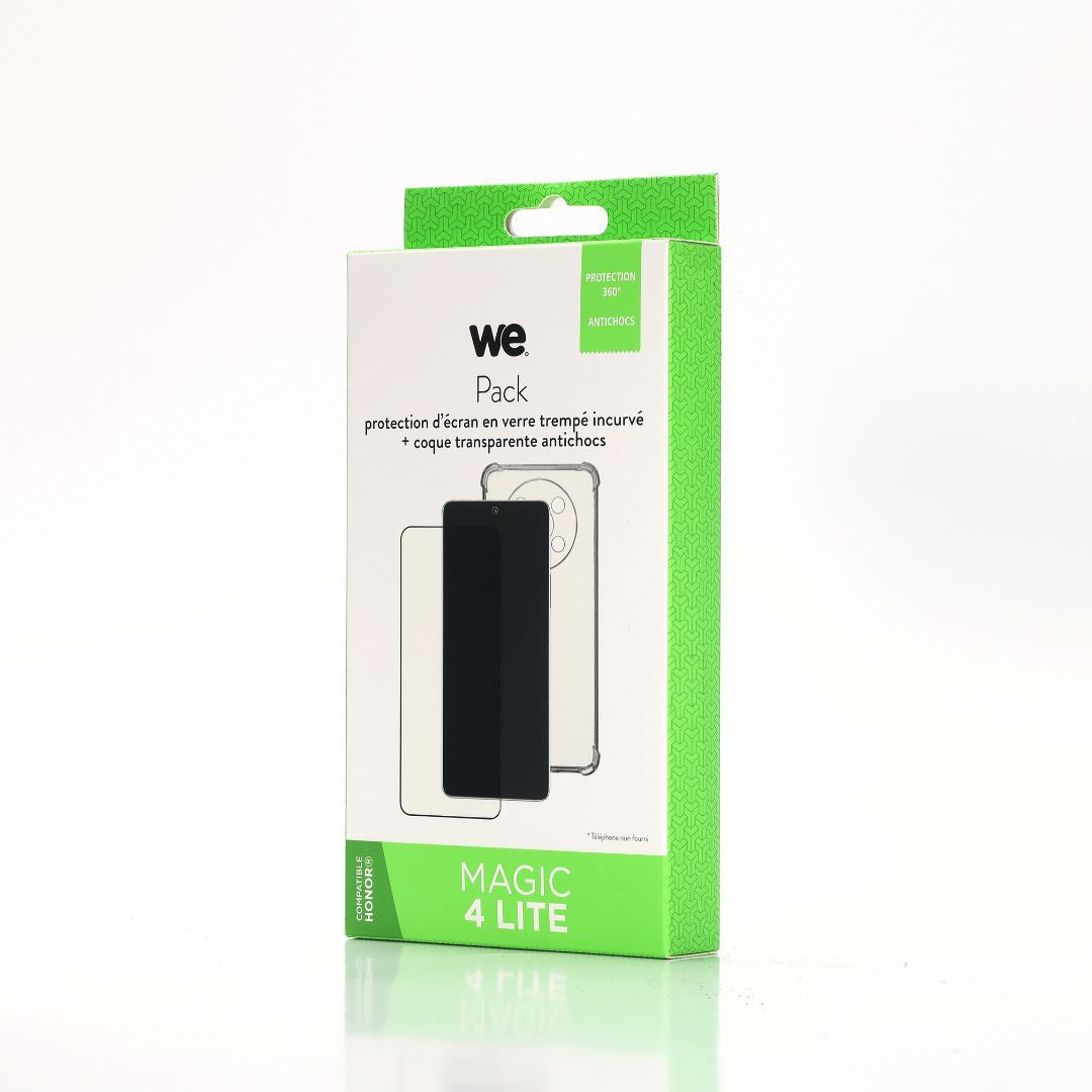 WE PACK verre trempé et coque de protection transparente HONOR MAGIC 4 LITE
