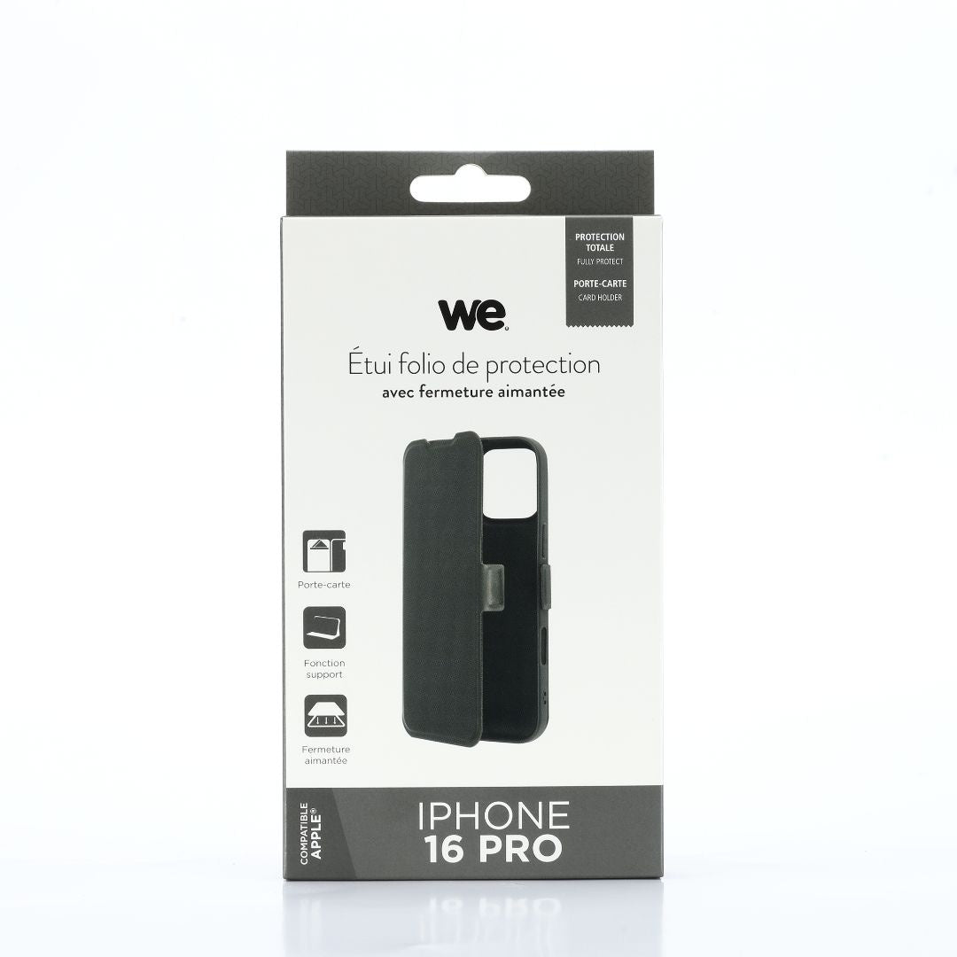 WE Etui folio AIMANTE APPLE IPHONE 16 PRO Noir