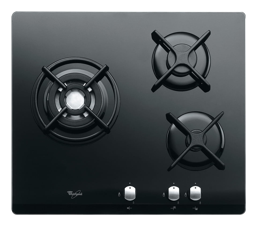 Table de cuisson Gaz - WHIRLPOOL AKT404NB - 3 foyers - 6350W - L59 x P51cm - Noir