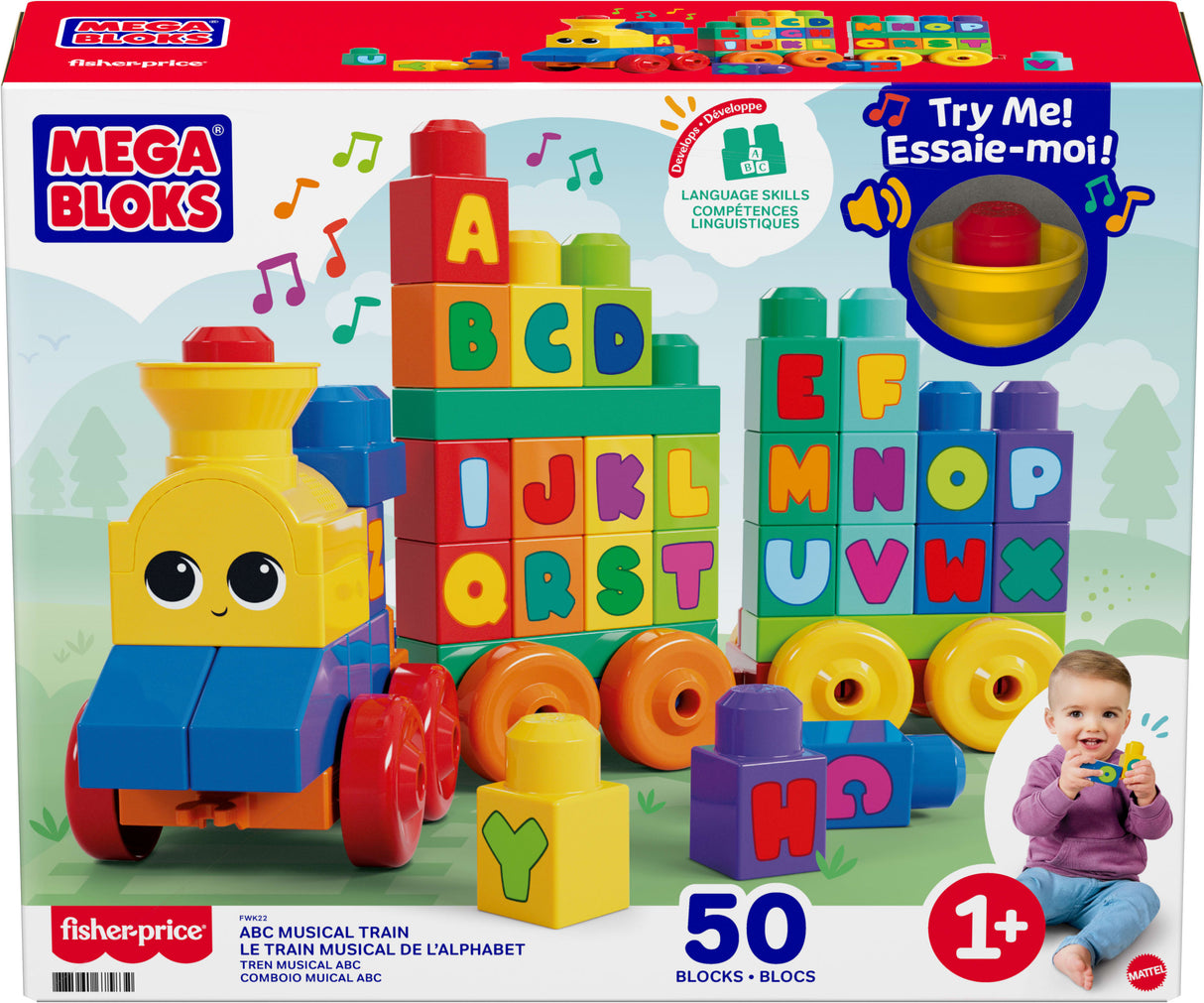 Mega Bloks - Le Train de l'Alphabet - Jouet de construction - 12 mois et + FWK22