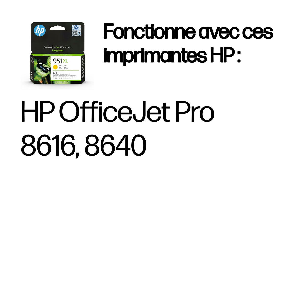 HP 951XL Cartouche d'encre jaune grande capacité authentique (CN048AE) pour HP OfficeJet Pro 251dw/276dw/8100/8600