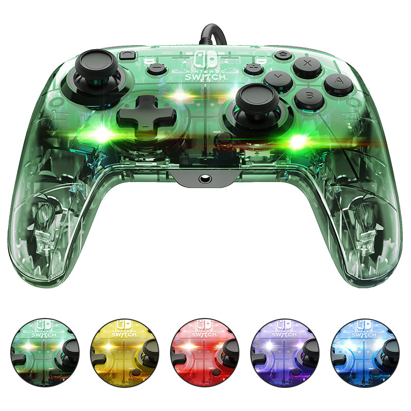 Manette filaire pour Nintendo Switch - PDP - Afterglow - Éclairage LED - Transparent