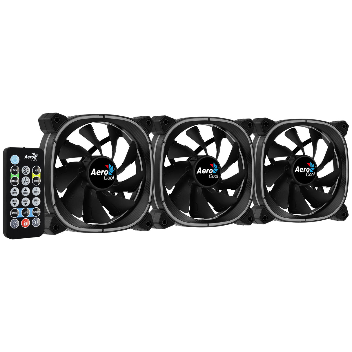 Lot de 3 Ventilateurs de boitier AeroCool Astro 12 Pro RGB 12cm (Noir)