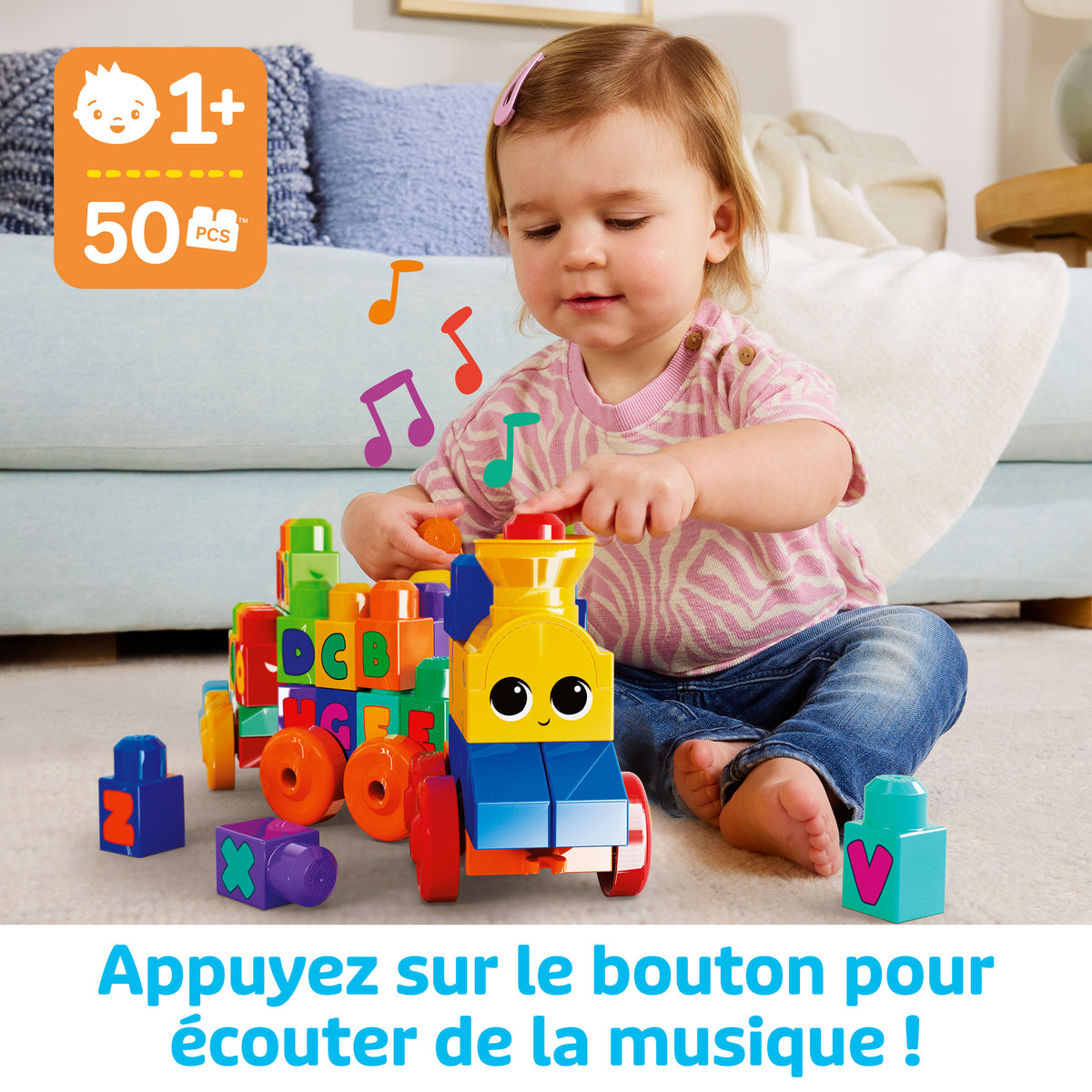 Mega Bloks - Le Train de l'Alphabet - Jouet de construction - 12 mois et + FWK22