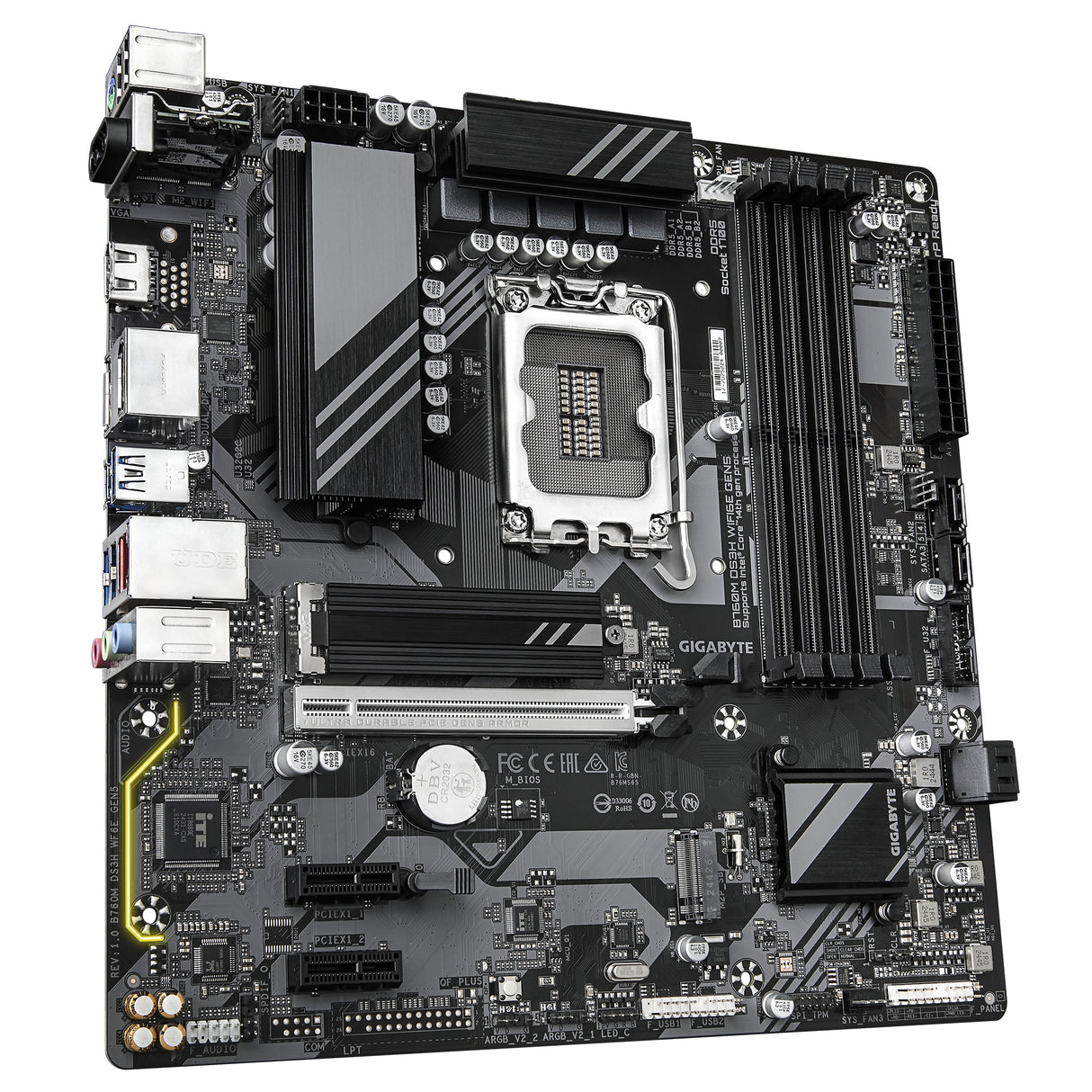 Carte mere - GIGABYTE - B760M DS3H WF6E GEN5 - Format Micro-ATX - Chipset Intel B760 - WiFi 6E & PCIe 5.0