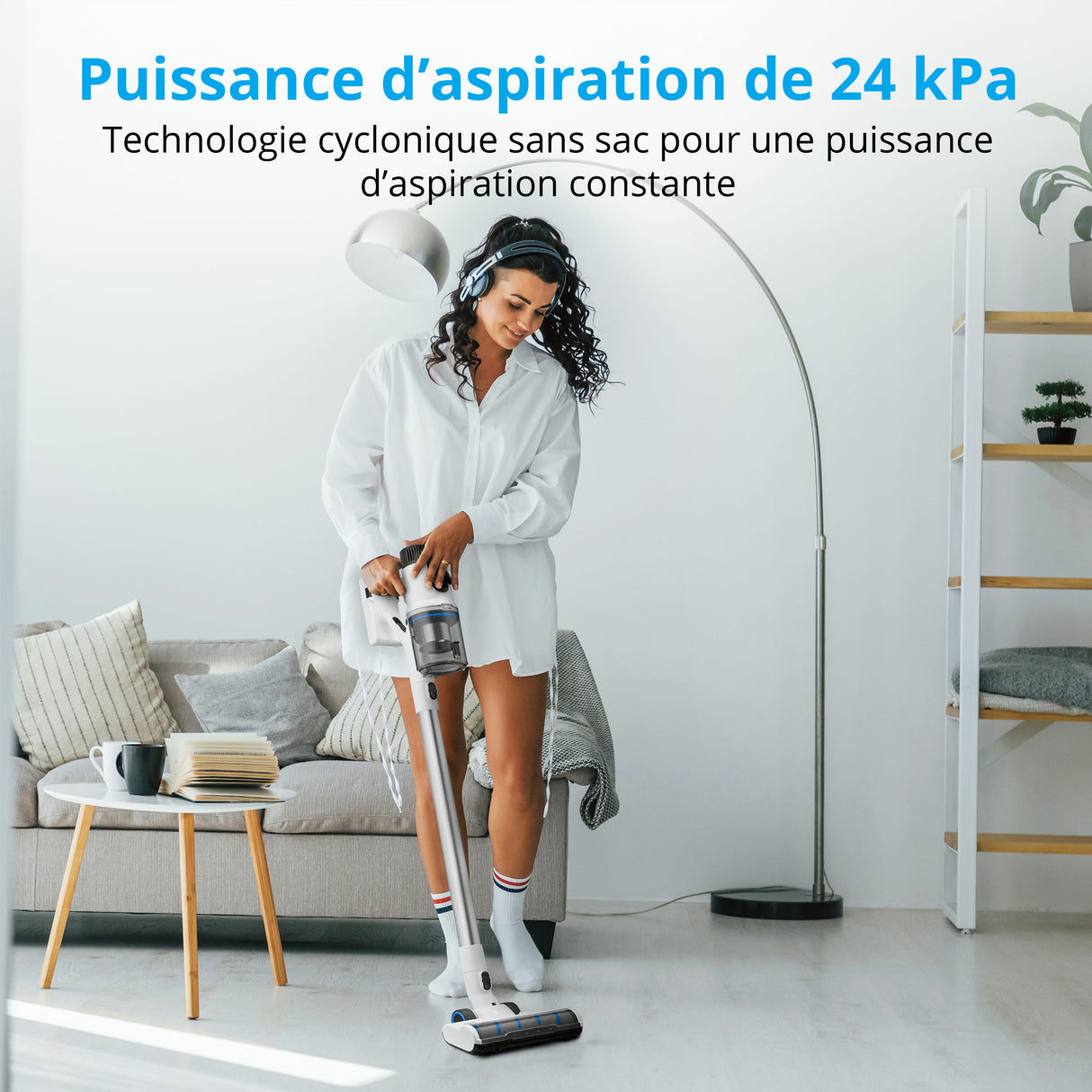 MEDION P350 - Aspirateur Balai sans Fil - Puissance 24 kPa / 350W - Capteur de poussiere - HEPA H13 - Ecran Tactile LED
