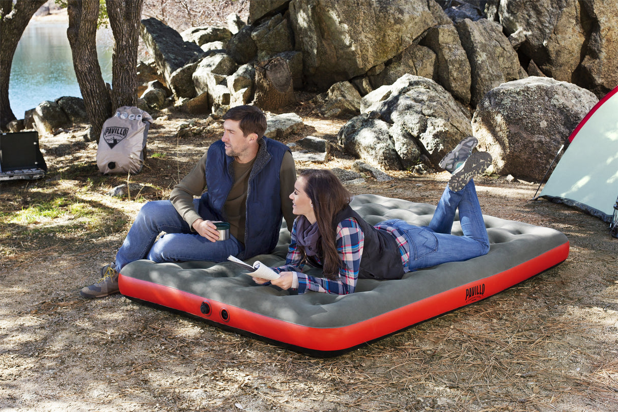 BESTWAY Matelas gonflable camping Pavillo - 2 places Roll & Relax - 203 x 183 x 22 cm - Avec sac de gonflage