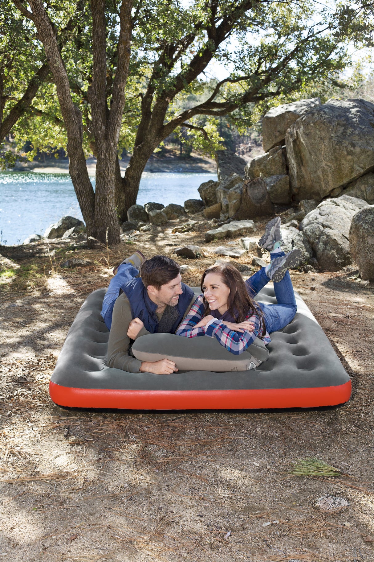 BESTWAY Matelas gonflable camping Pavillo - 2 places Roll & Relax - 203 x 183 x 22 cm - Avec sac de gonflage