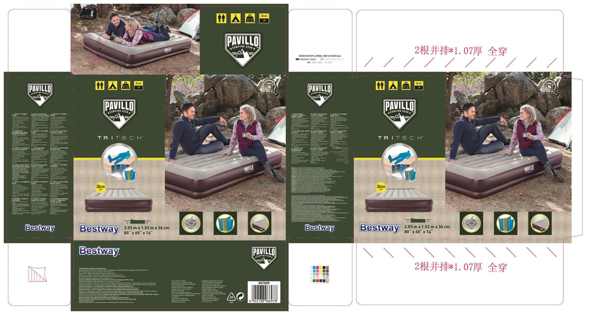 Matelas Gonflable - Bestway - 67699 - 203x152x36 cm - 2 places - Tritech™