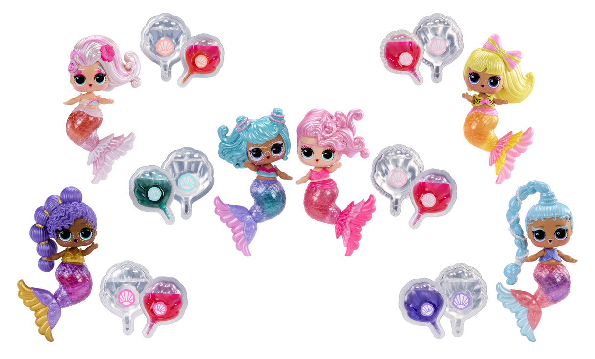 L.O.L. Surprise! - Sirenes - Brillant a Levres a faire soi-meme, Mélangez et créez du Maquillage, 6 Poupées a Collectionner - 4 an