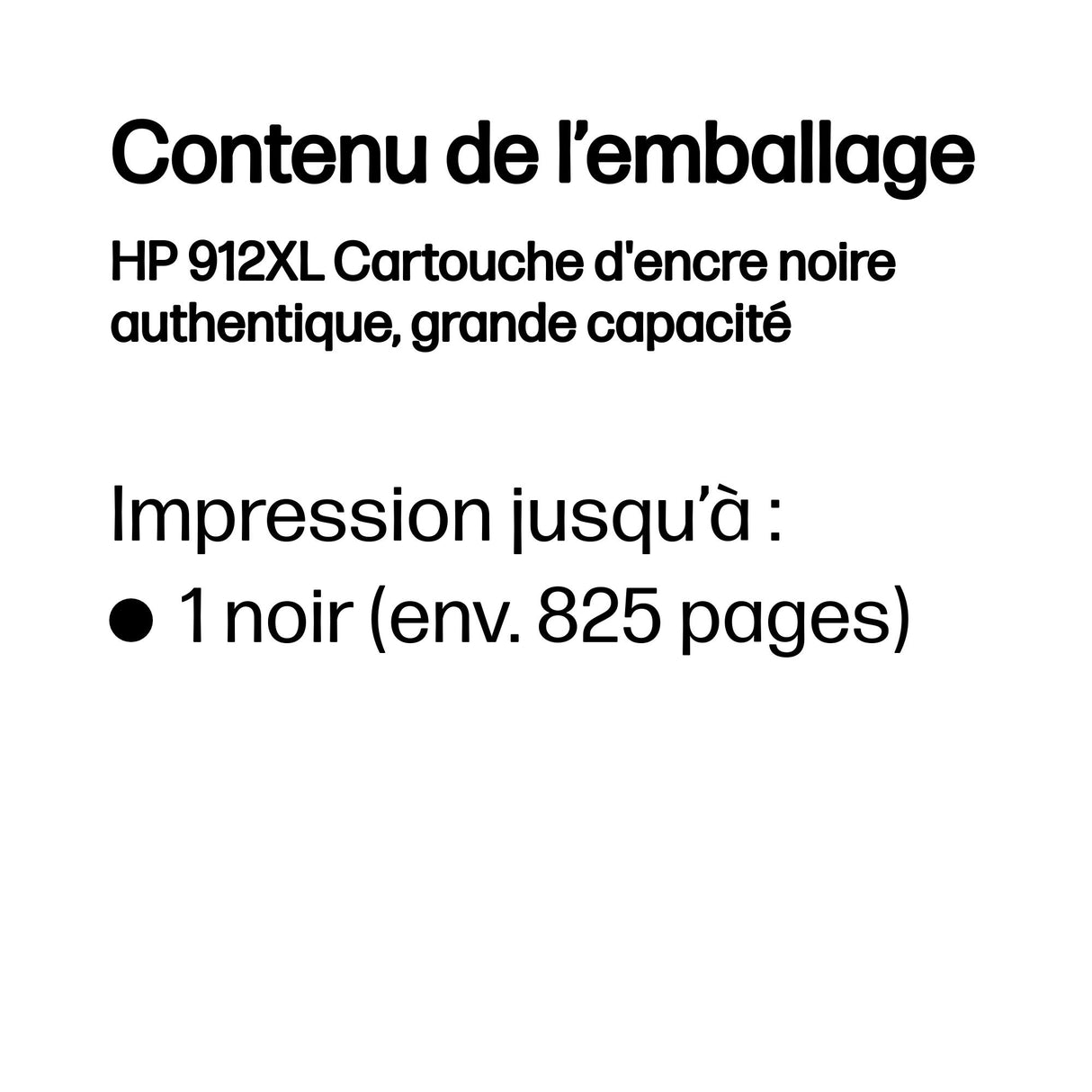 HP 912XL Cartouche d'encre noire grande capacité authentique (3YL84AE) pour HP OfficeJet 8010 series/ OfficeJet Pro 8020 series