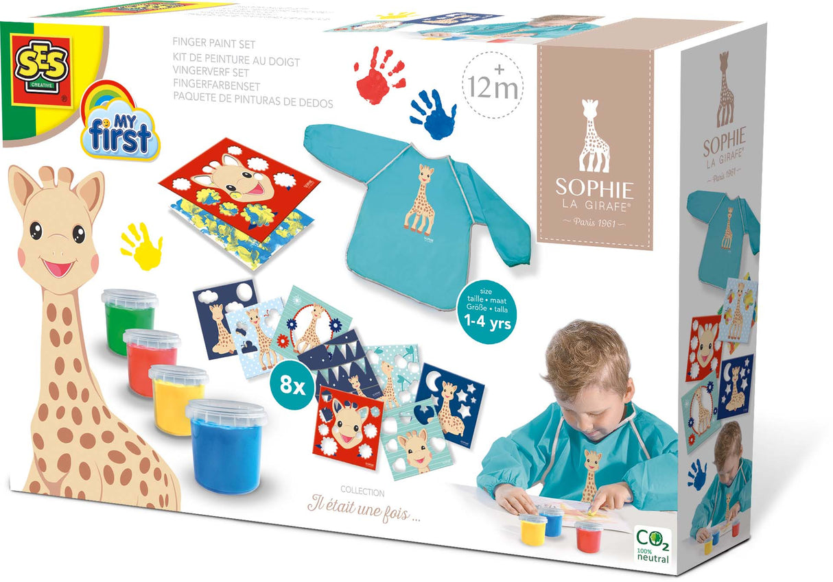 Kit de peinture au doigt - SES CREATIVE - Hobby 1 - 4 - Sophie la girafe - Développement créatif - Peinture lavable - Age : 1+