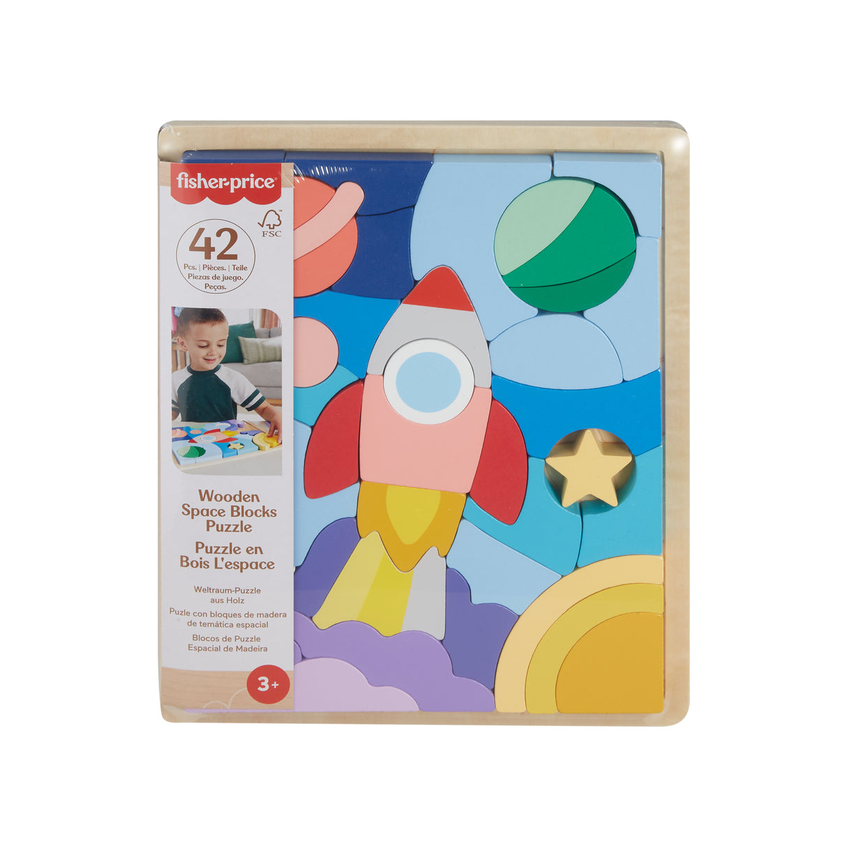 FISHER-PRICE Puzzle en Bois L'Espace-Puzzle 42 pieces pour les petits - Fisher-Price - HXY42