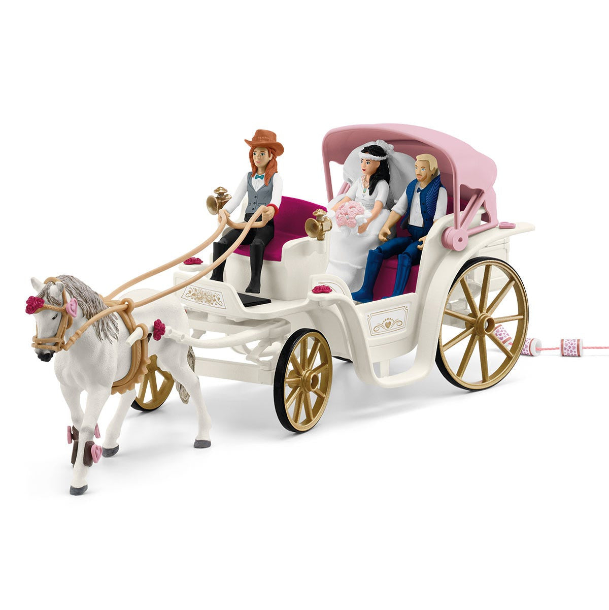 Figurine La caleche des mariés, des 5 ans, schleich 42641 HORSE CLUB, coffret 106 pieces