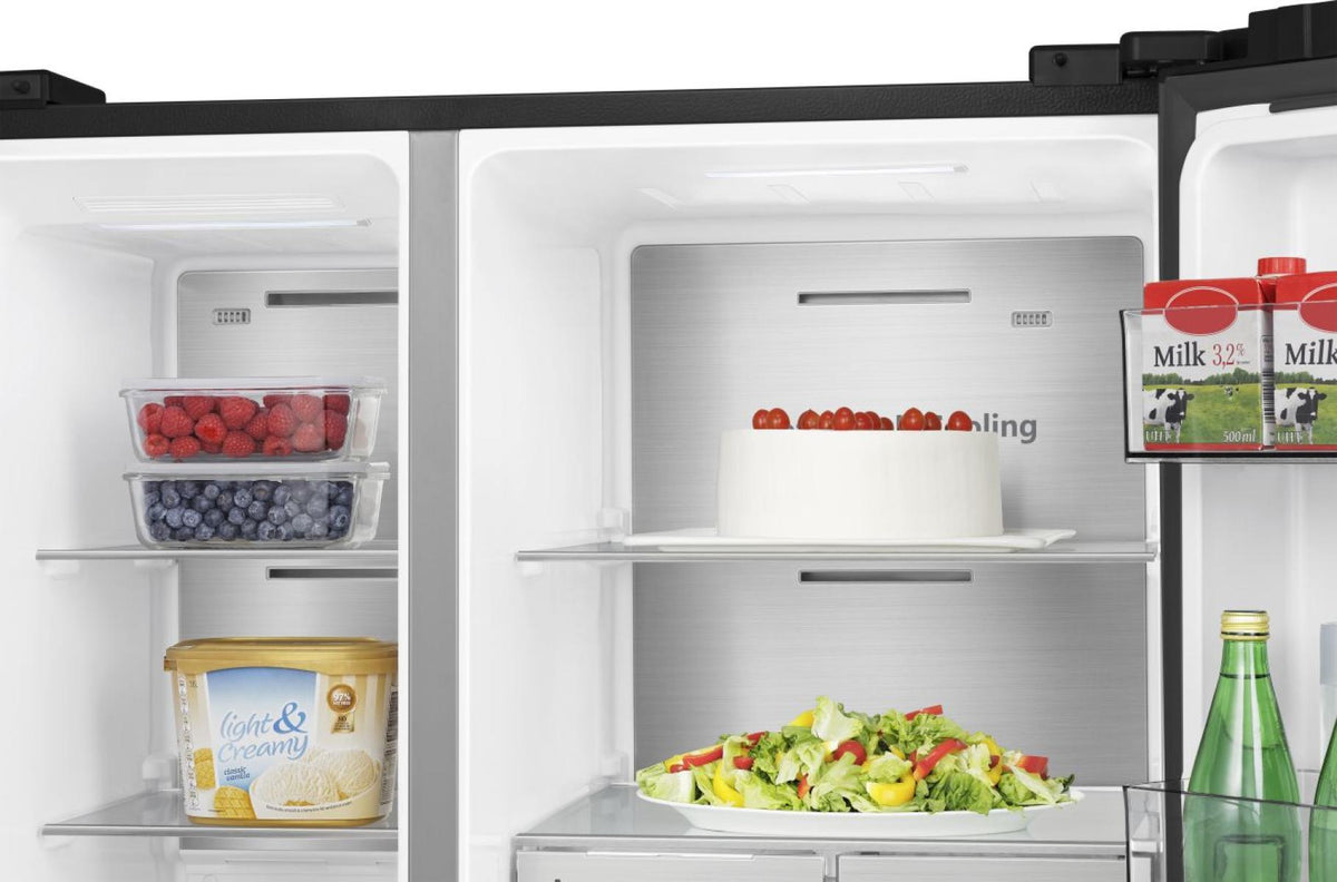 Réfrigérateur Américain - HISENSE - RS818N4TFC - 632 L - Classe C - 91 x 73 x 179 cm - Inox noir