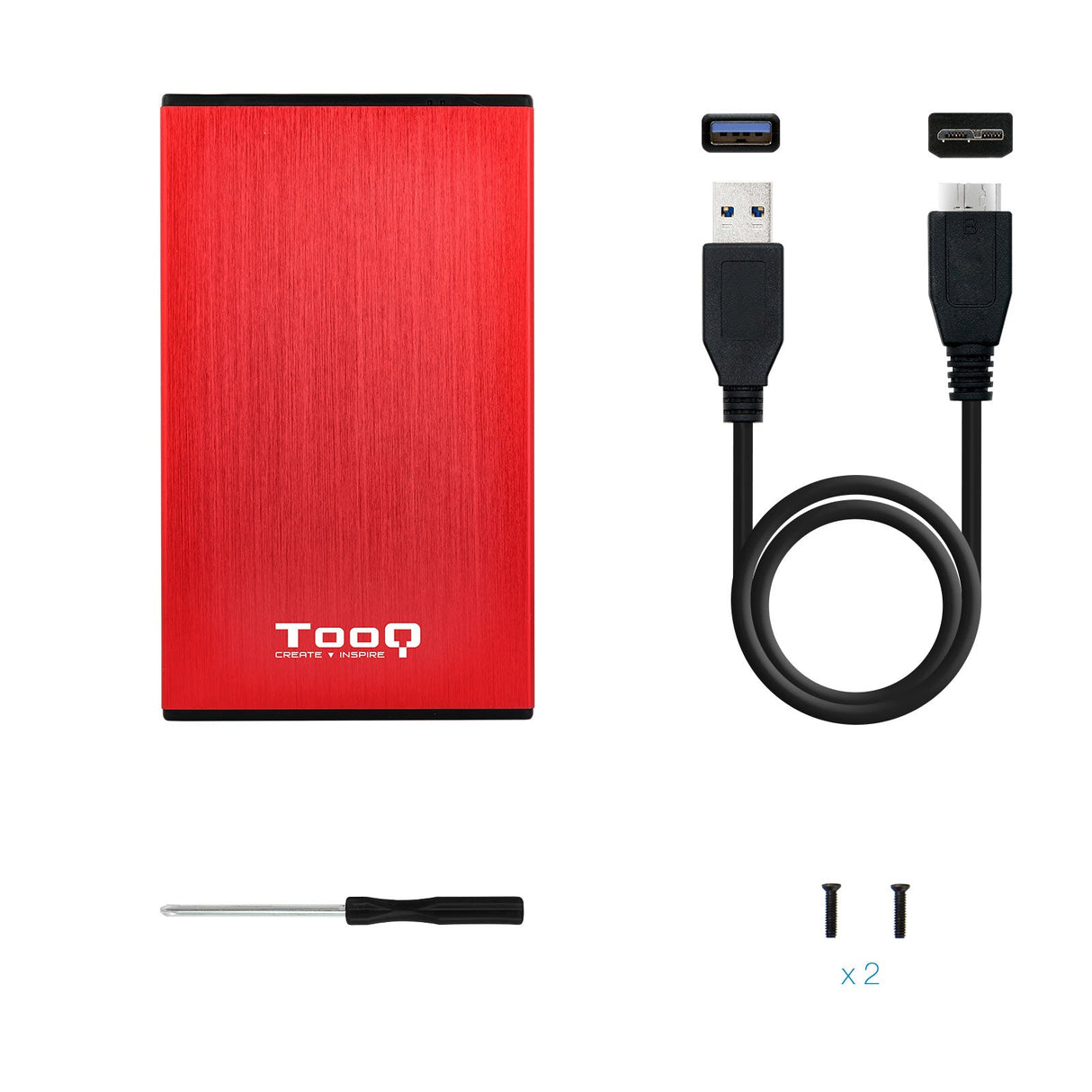 Boitier externe USB 3.1 TooQ TQE-2527 - S-ATA 2,5" (Rouge)