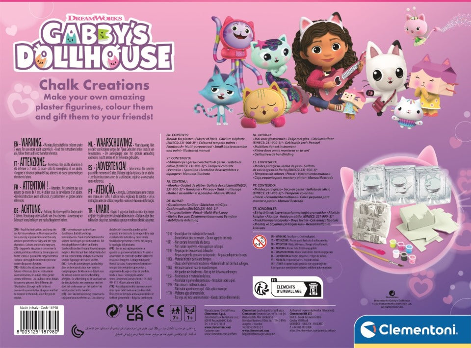 Clementoni - Créations en plâtre Gabby et la Maison Magique - Coffret multi-activités (sculpture, peintures...) - Des 7 ans