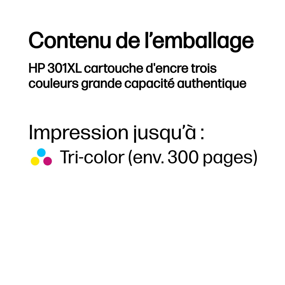 HP 301XL Cartouche d'encre trois couleurs grande capacité authentique (CH564EE) pour HP Envy 4505 et HP DeskJet