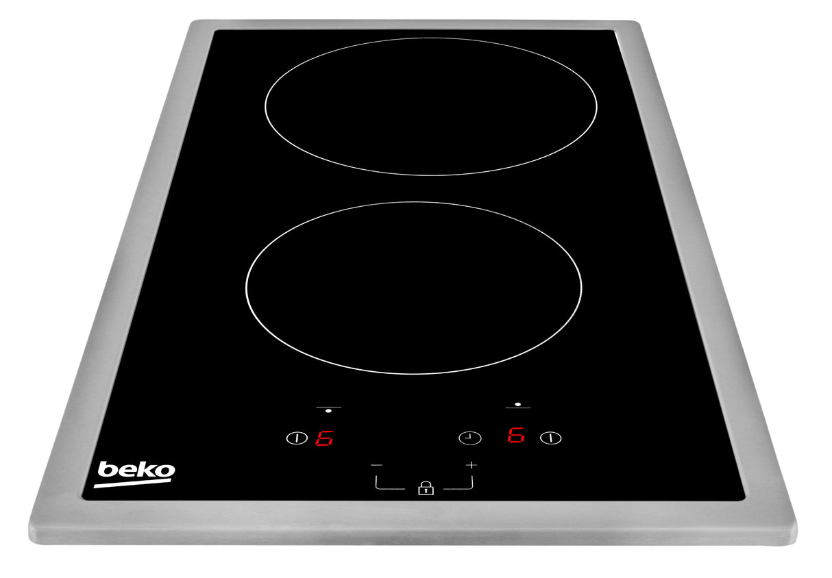 Table de cuisson BEKO HDMC32400TX - 2 foyers vitrocéramique - Commandes tactiles - Noir - Minuterie intégrée