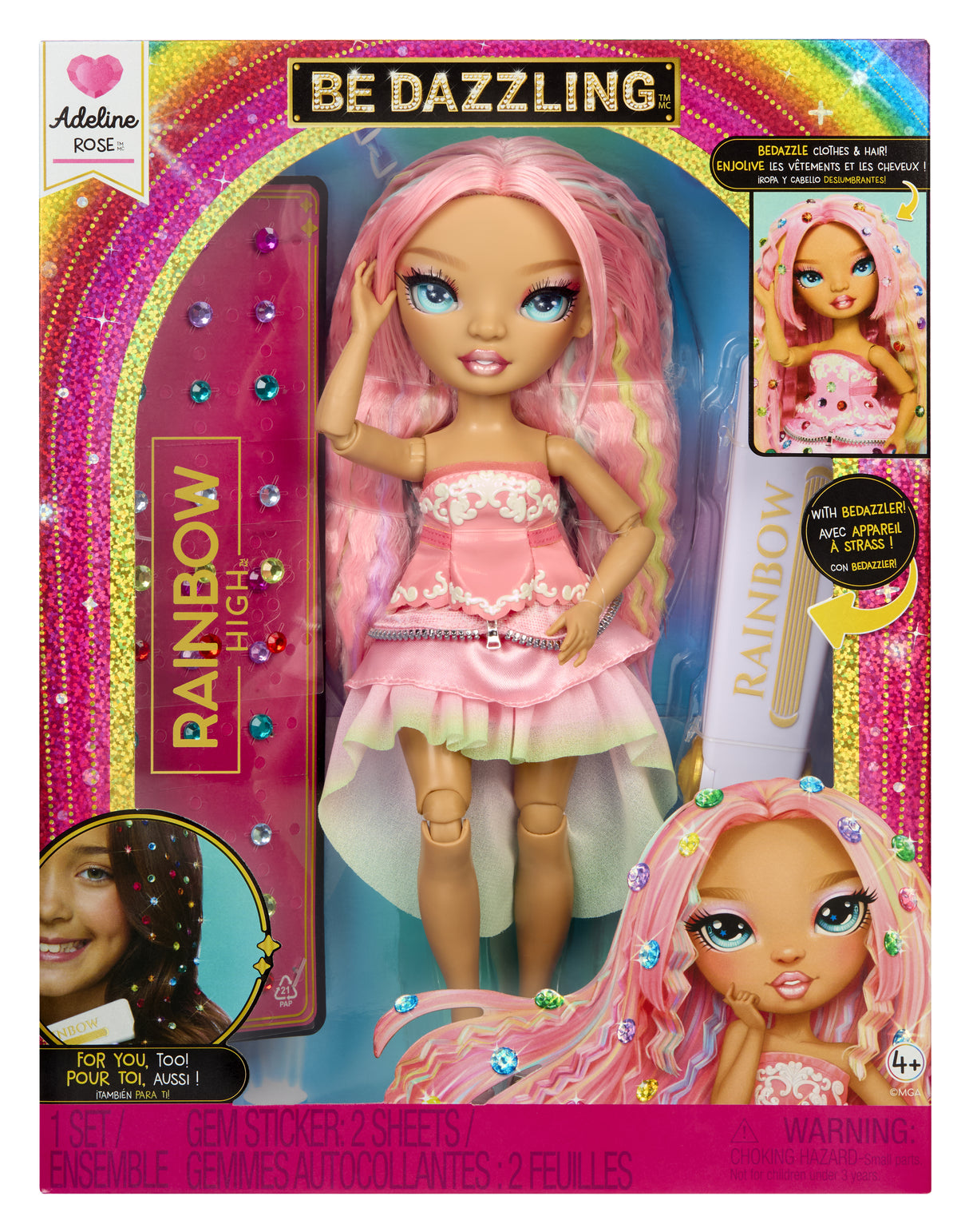 Rainbow High - Poupée Mannequin Be Dazzling - Adeline Rose - 28 cm - Pierres précieuses scintillantes et accessoires inclus