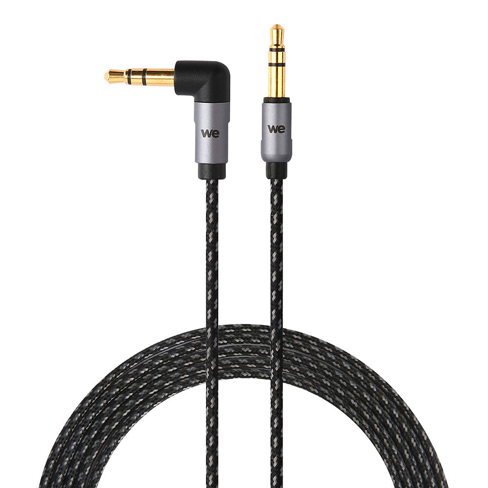 C ble Jack/Jack Nylon coudé 1.50m tressé noir et gris - très résistan Fiches Or