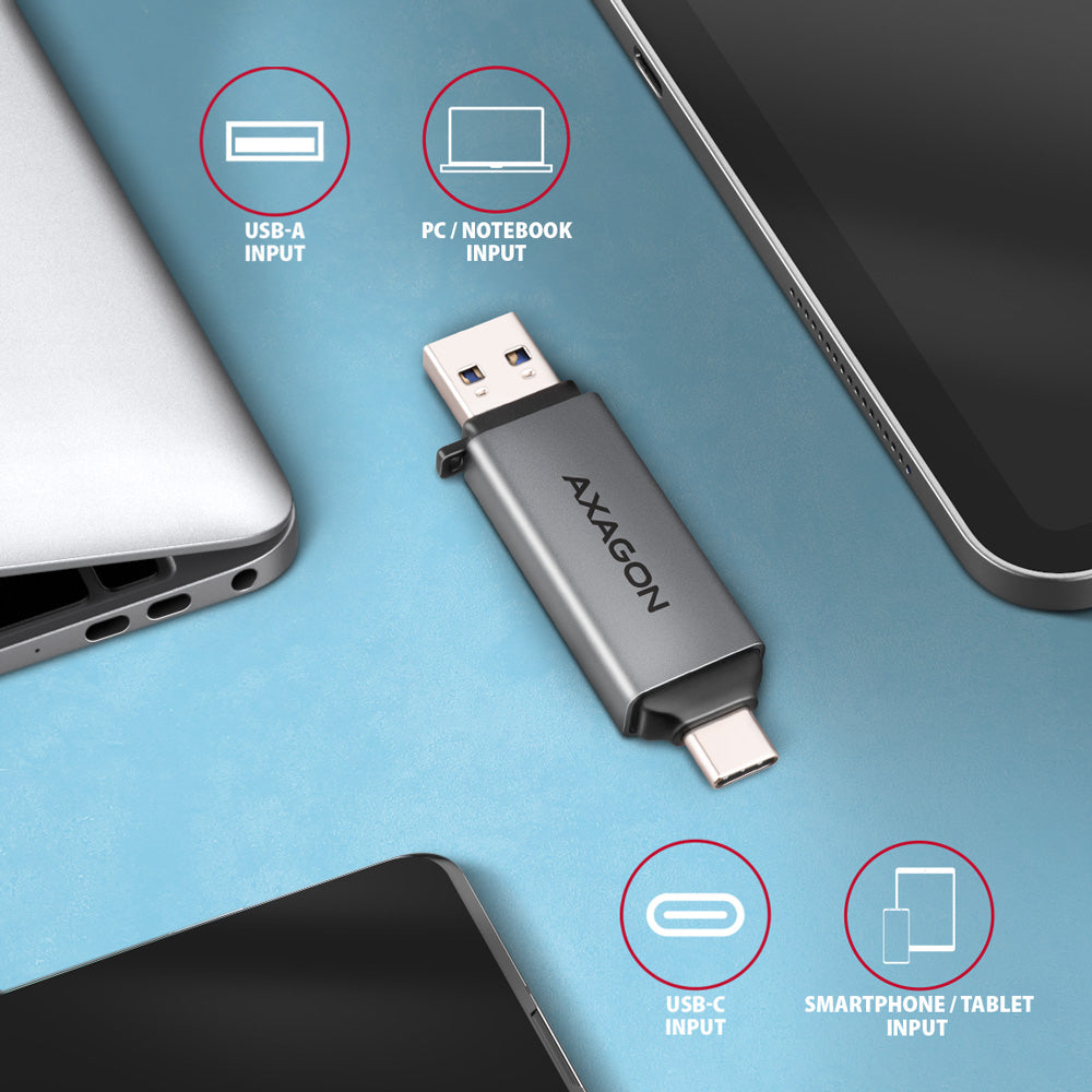 Lecteur de Cartes USB-C 3.2 Axagon CRE-DAC (Gris)