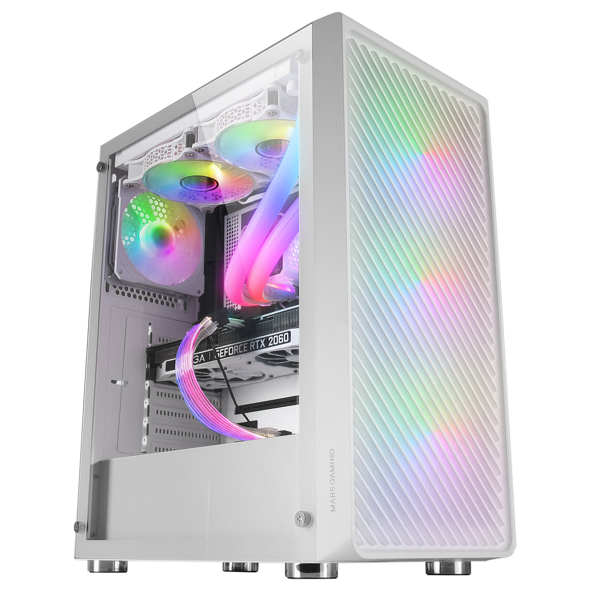 Boitier Moyen Tour ATX Mars Gaming MC-F RGB avec panneau vitré (Blanc)