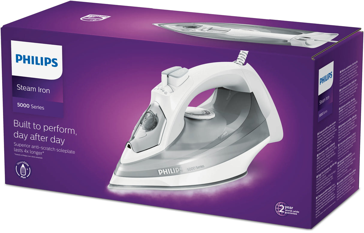 Fer a repasser - PHILIPS - DST5010/10 - Fer a vapeur Série 5000 - 40gr/min vapeur continue - 2400W - Blanc