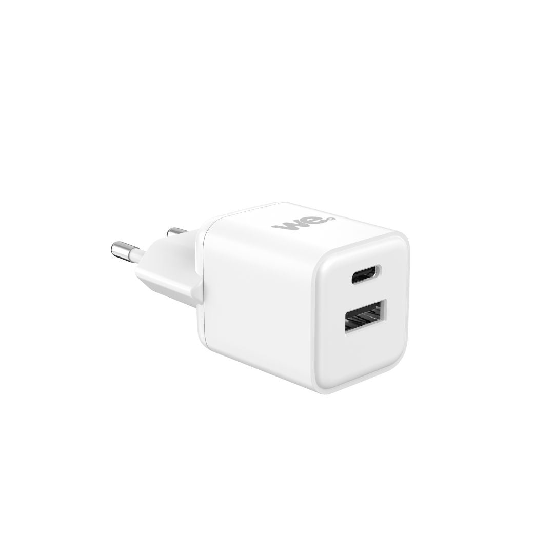 Chargeur secteur WE GaN 1 Port USB et 1 Port USB-C - 20W - Compatible Power Del