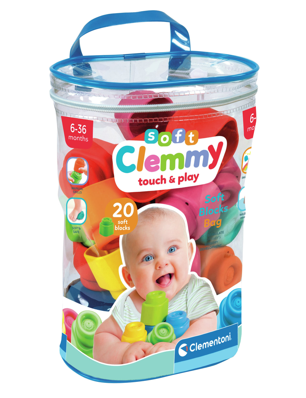 Clementoni - Clemmy Baby - Sac souple 20 pieces - Mixte - A partir de 9 mois