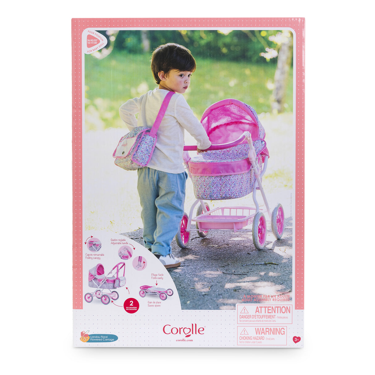 Accessoires poupons - COROLLE - Landau Floral - pour poupons 36 a 52 cm - des 3 ans