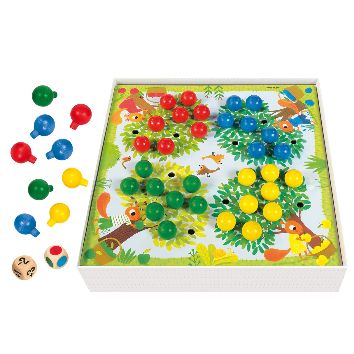 Jeu éducatif - GOULA - Arbres a compter - Pommes en bois et dés