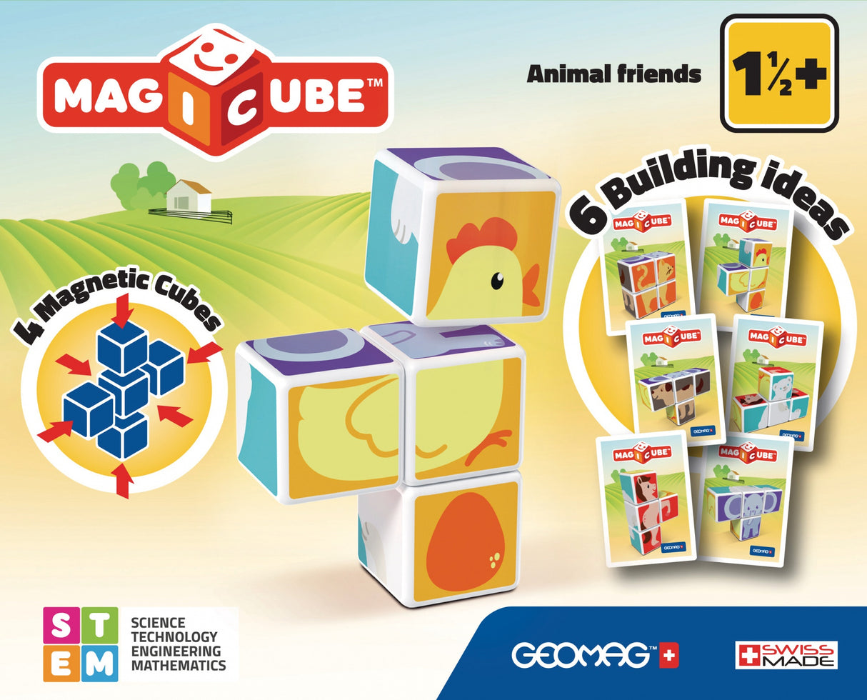 Blocs magnétiques - GEOMAG - Magicube 132 - 7 pieces - Animaux imprimés - Cartes incluses